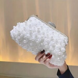 Elegant White Pearl Clutch